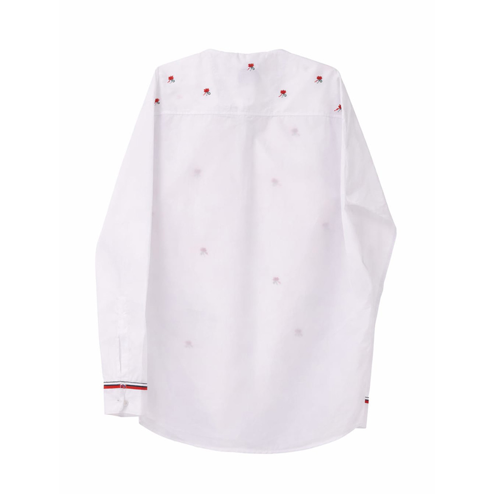 Men’s White Lotus Hand-Painted Floral Cotton Shirt - Image 2