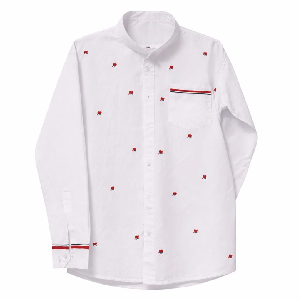 Men’s White Lotus Hand-Painted Floral Cotton Shirt