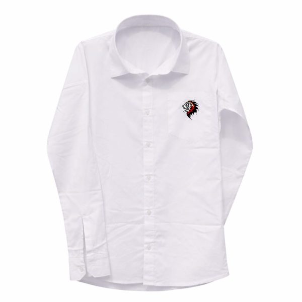 Men’s White Paper Cotton Shirt with Hand-Painted Lion Logo