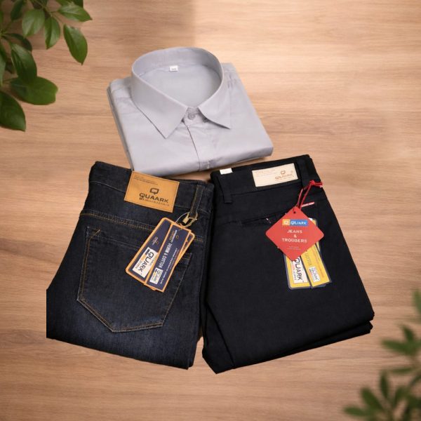 Premium Shirt, Jeans & Cotton Trouser Combo (3-Piece Set)